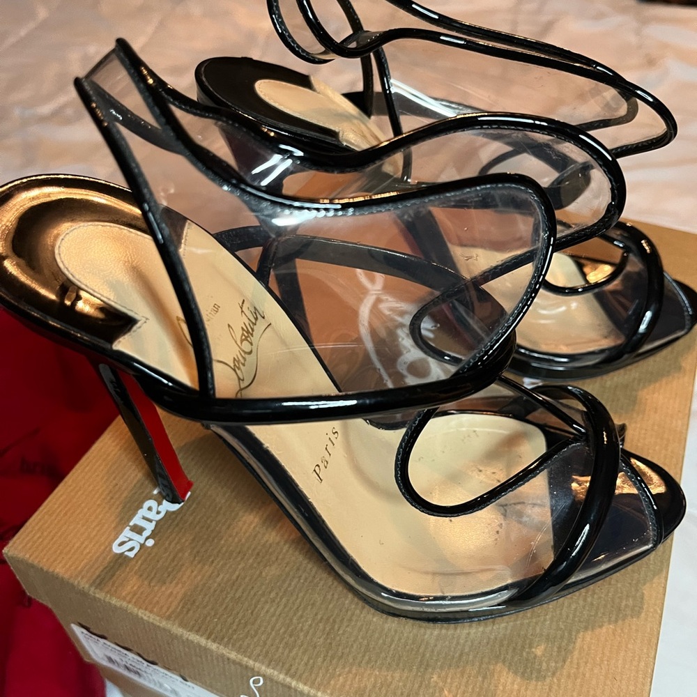 Christian Louboutin Aqua Ronda 120 PVC Patent Transparent and black Heels Pumps